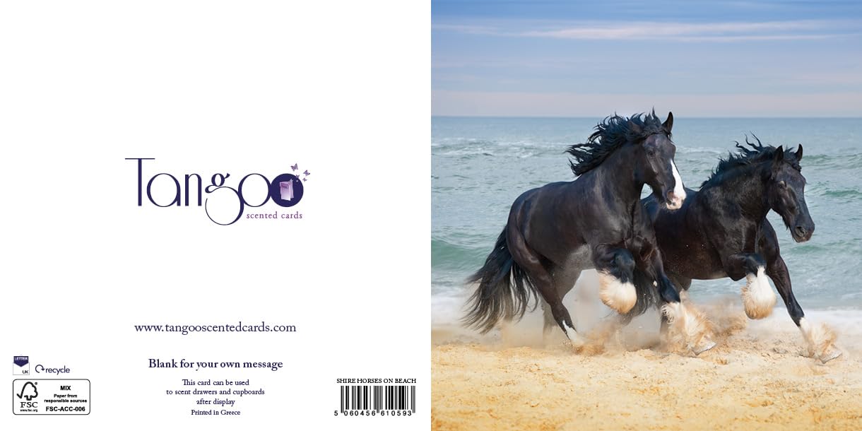 Shire Horses on Beach - Scented Greeting Card