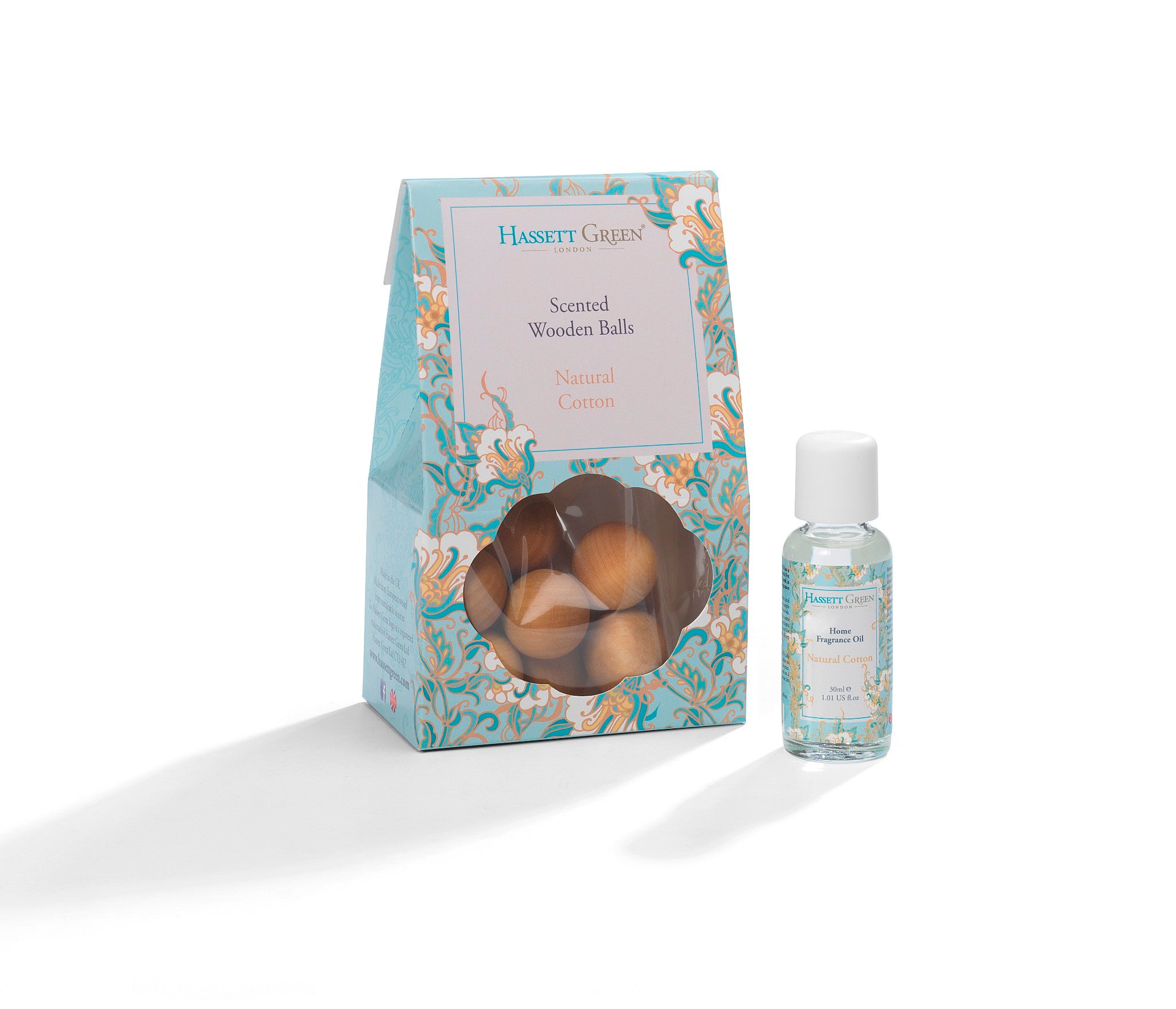 Natural Cotton - Scented Wooden Balls 12 Pack plus 30ml Bottle of Fragrance Oil