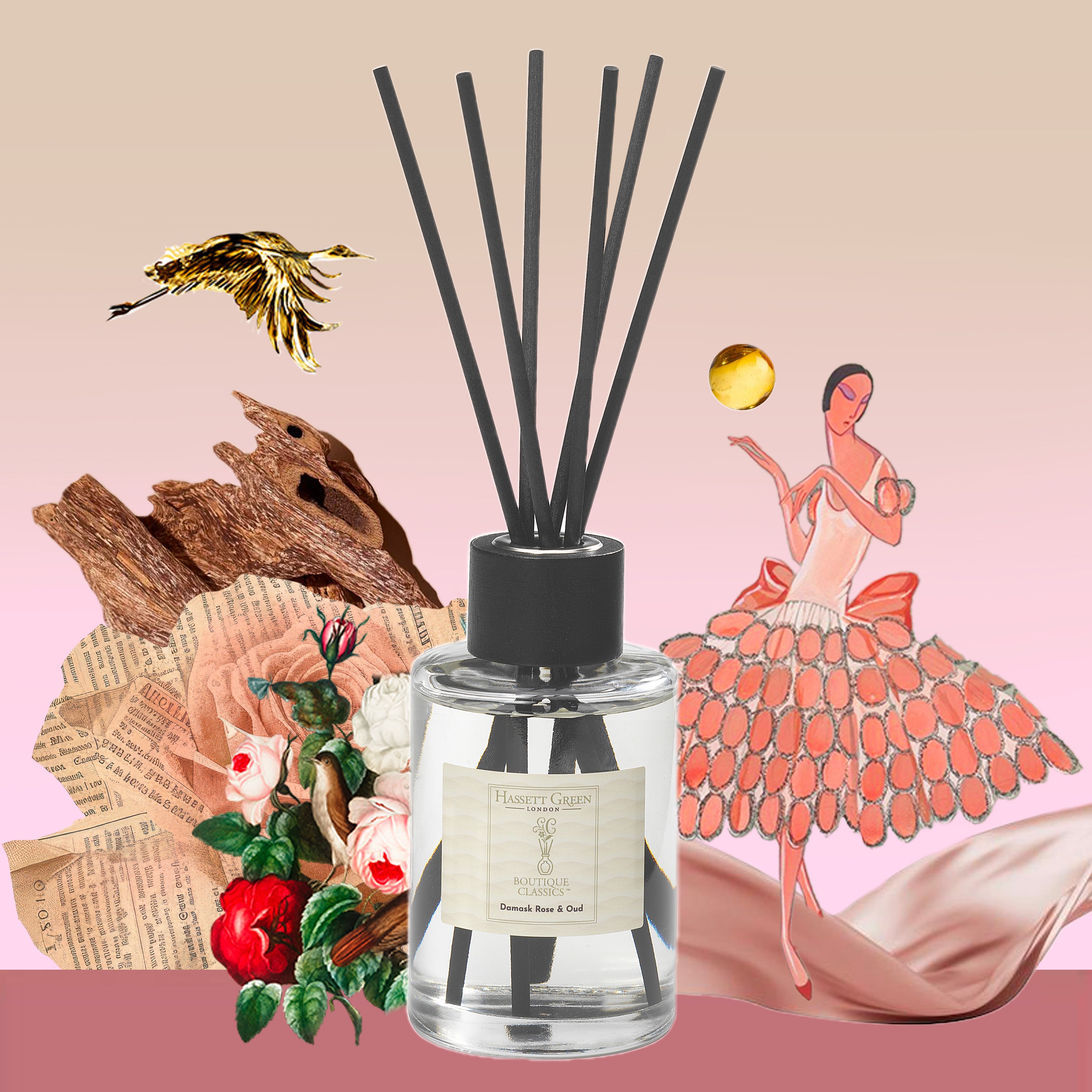 Damask Rose & Oud - Fragrance Oil Reed Diffuser 250ml