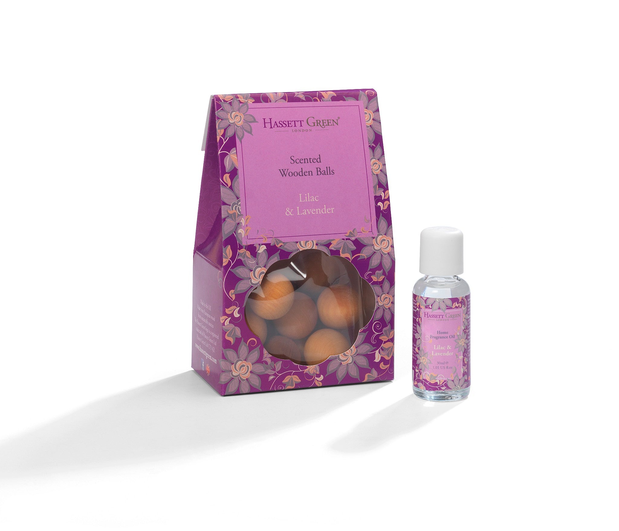 Lilac & Lavender - Scented Wooden Balls 12 Pack plus 30ml Bottle of Fragrance