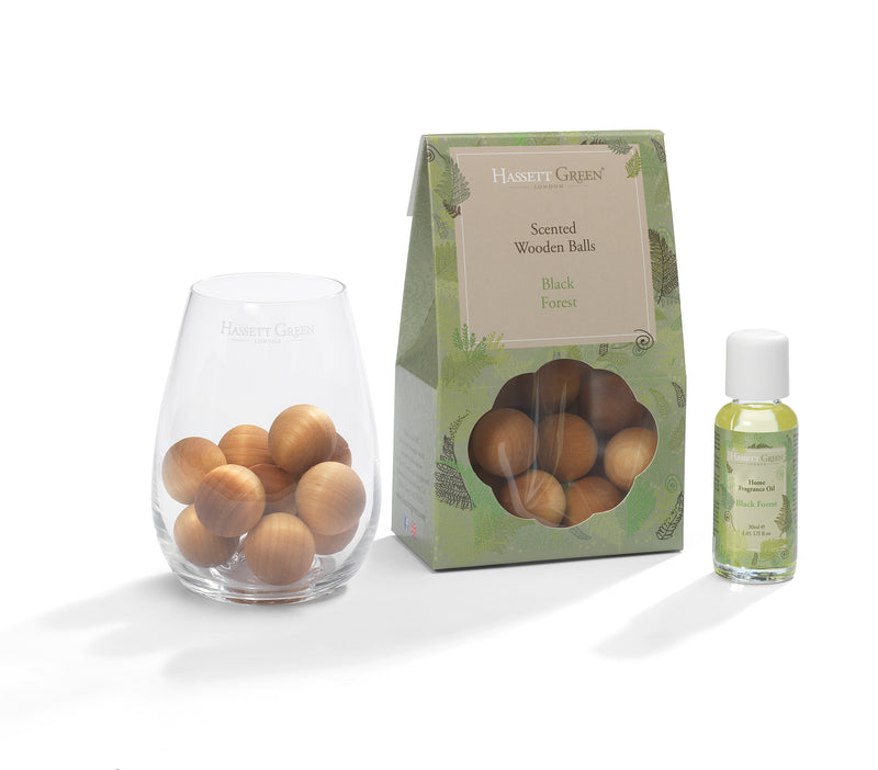 Black Forest - Scented Wooden Balls With Oil & Vase