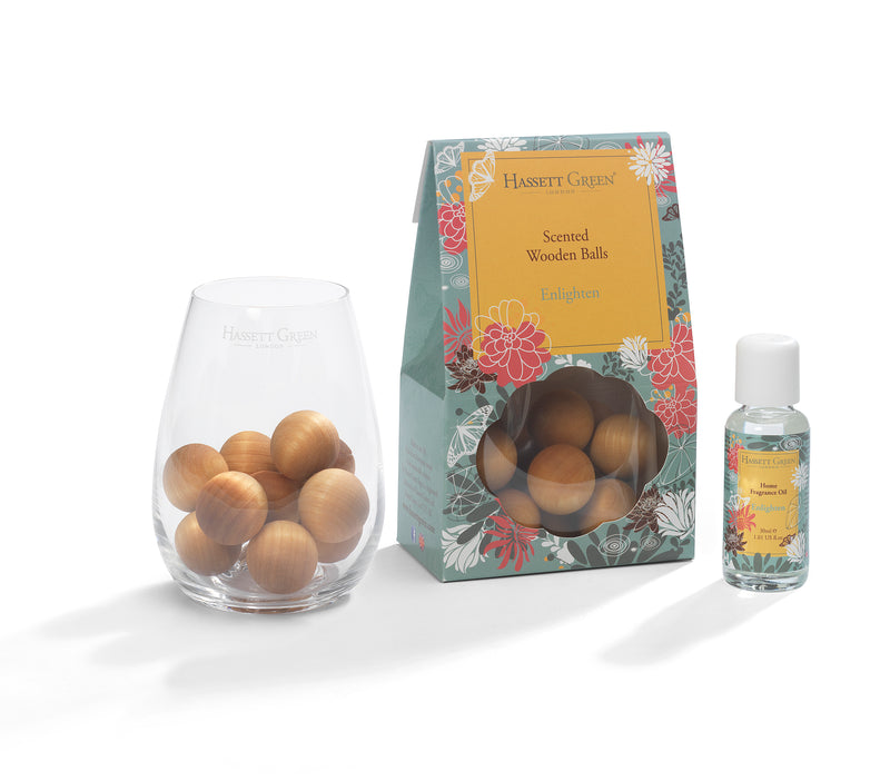 Enlighten - Scented Wooden Balls With Oil & Vase